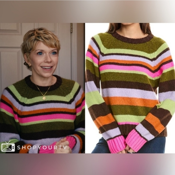 VELVET by Graham & Spencer Nessie Alpaca Stripe Sweater Womens Multi Crewneck XS - Picture 16 of 16